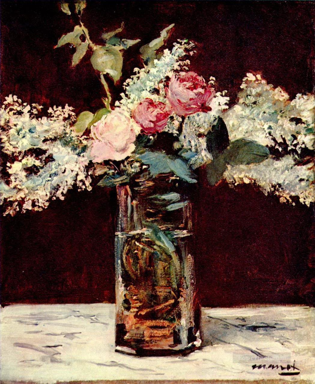 lilac and roses Eduard Manet Impressionism Flowers Oil Paintings